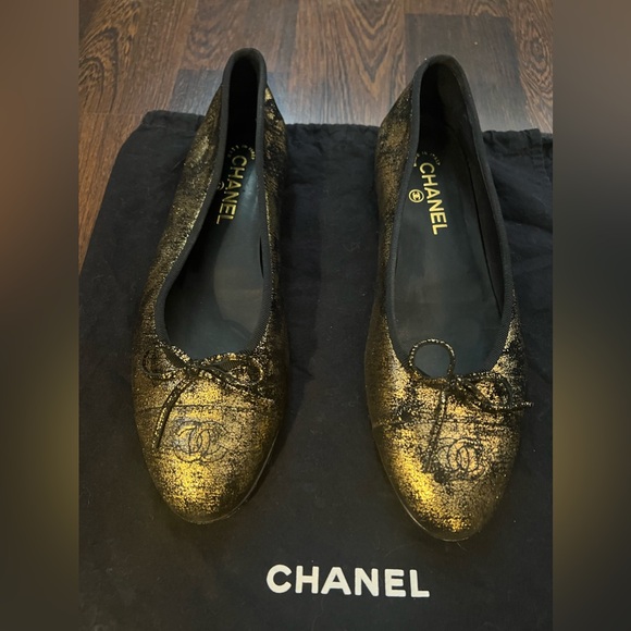 CHANEL METALLIC BALLET FLATS BALLERINA FLATS SIZE 42 - Picture 8 of 10